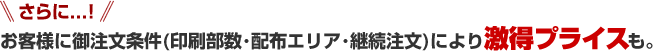 さらに...!お客様に御注文条件(印刷部数・配布エリア・継続注文)により激得プライスも。